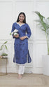 Blue Cotton Kurta with Lace